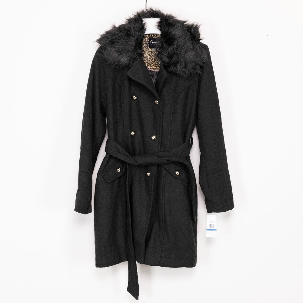 Jessica Simpson Women Double Breasted Fashion Coat Wool Black Size XL - Picture 3 of 9